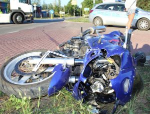 motocykl, który uległ wypadkowi
