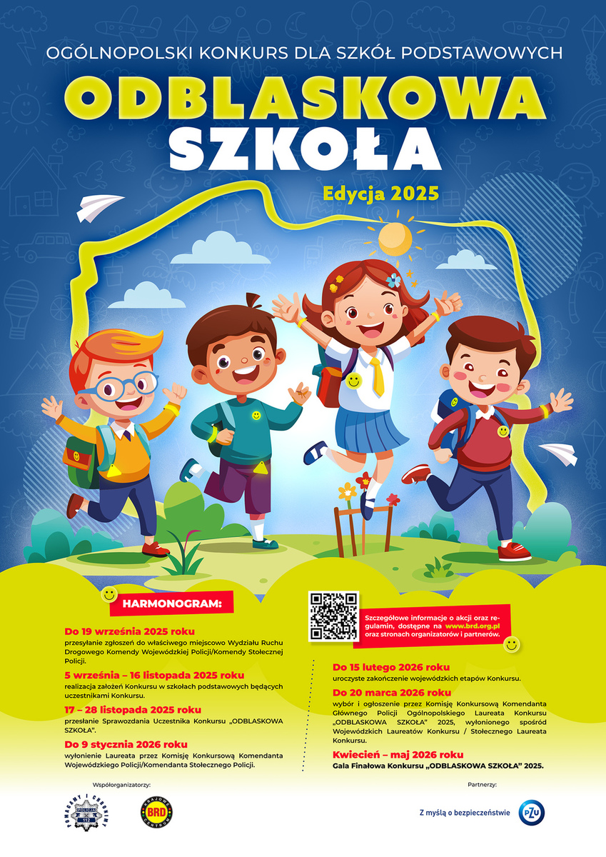 Plakat konkursu - Odblaskowa szkoła 2025.