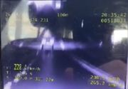 zdjęcie z policyjnego wideorejestratora, widać na nim sylwetkę samochodu i predkośc jazdy 228 km na godzinę
