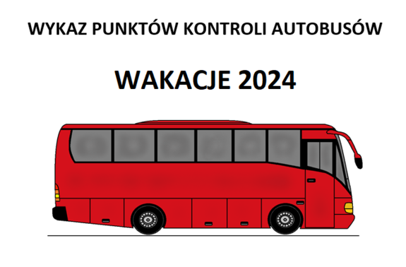 rysunek autobusu w kolorze czerwonym, napis: wykaz punktów kontroli autobusów